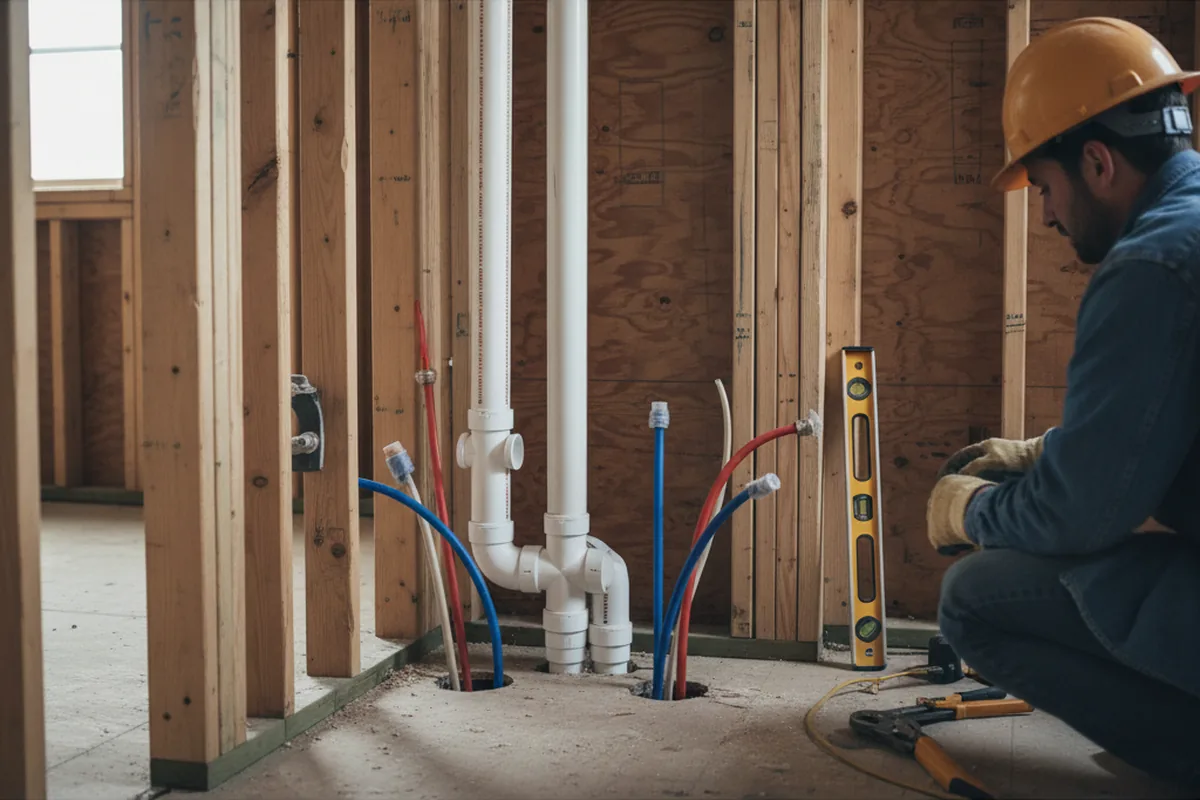 Drain and supply rough-in during Sump Pump Repair in Dupont