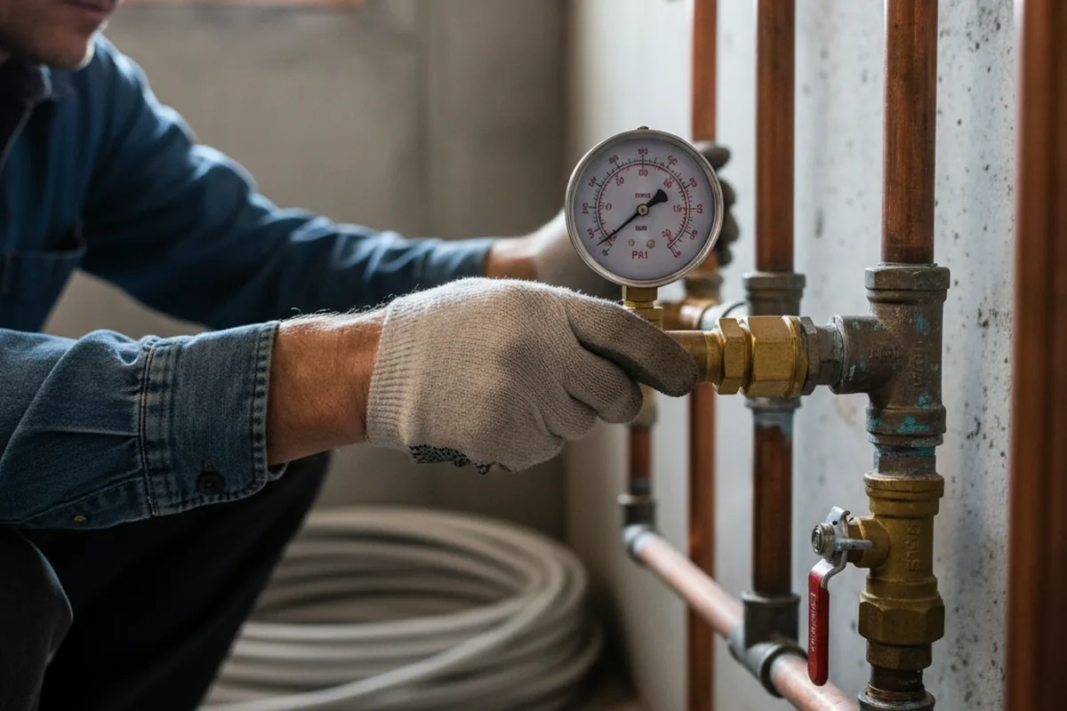 Pressure testing a repaired line during Water Line Repair in Dupont